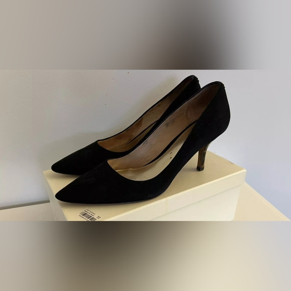 Coach Designer Zoee Suede Black ANIMAL Print Pump Heels Size 9B - Picture 2 of 9
